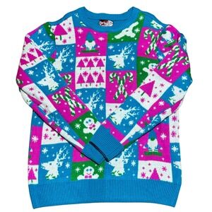 Party Sweater Dec. 25th Ugly Christmas Sweater Teal / Pink Size Unisex Medium‎